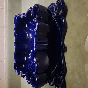 Bordallo Pinheiro Cobalt Blue Fruit Bowl Salad Bowl Center Piece Rare Piece